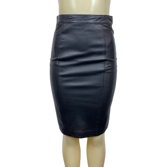 Alcott & Andrews Women's Black Long High Waist Faux Leather Skirt  Sz 6 - Picture 1 of 8